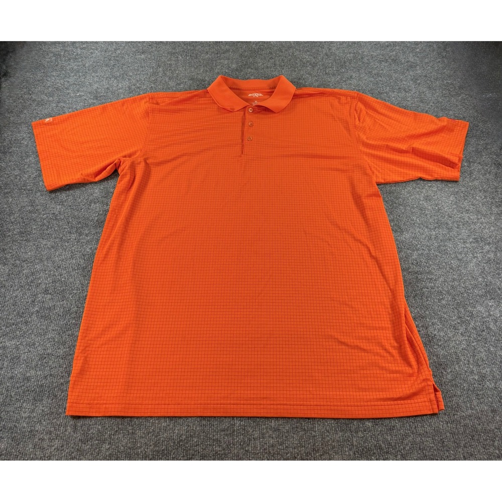 Antigua Mens XL Orange Micro Grid Desert Dry Performance Golf Polo Shirt